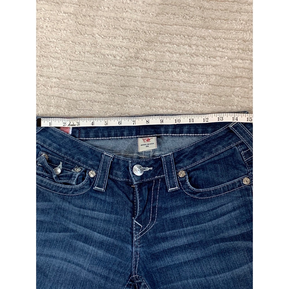 True Religion Becky Bootcut Jeans Dark Wash Low Rise Horseshoe Flap Pocket 27 - Picture 15 of 16